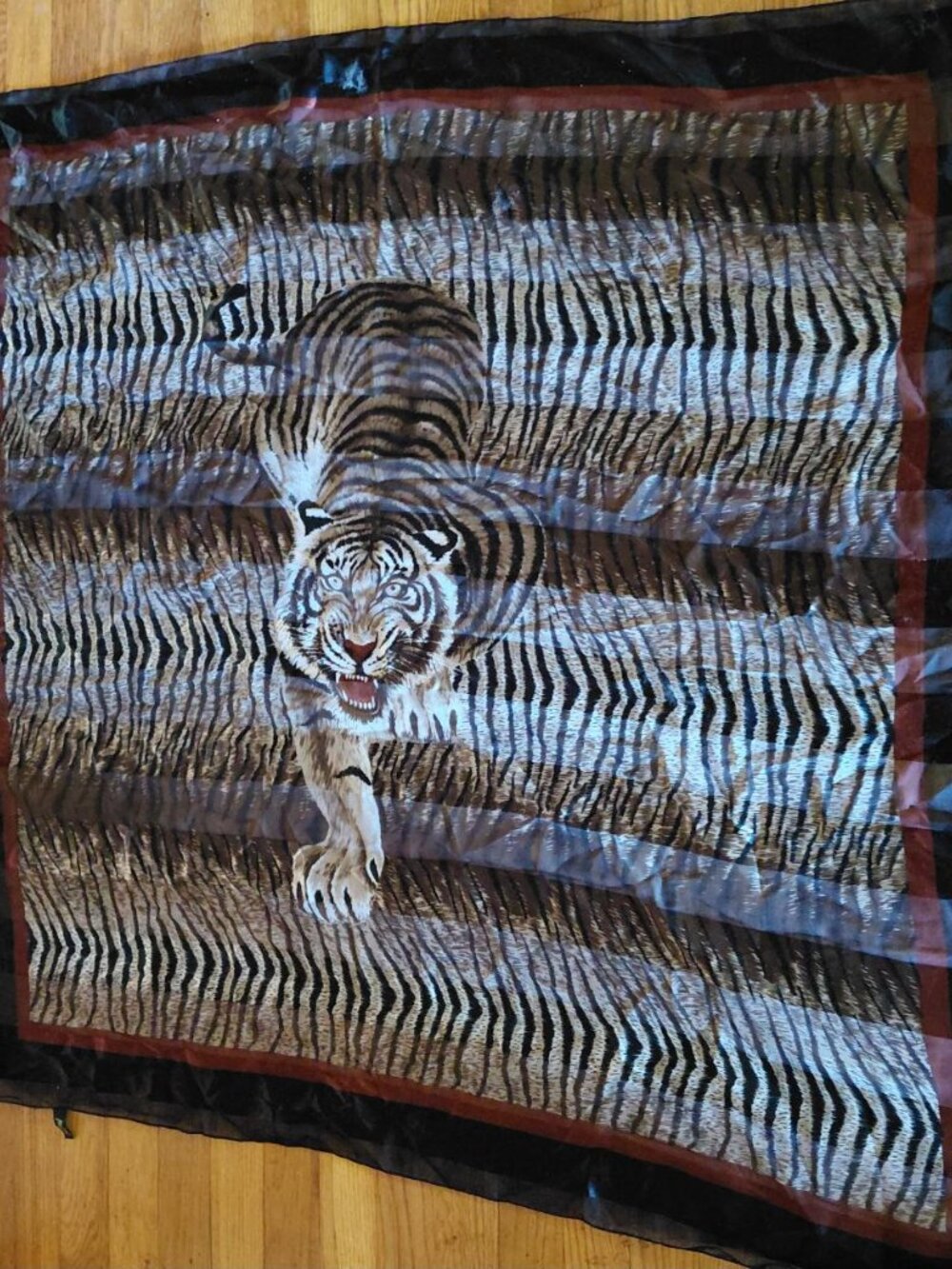 Moem Extra Large Square Abstract Tiger Striped Print  Polyester Scarf